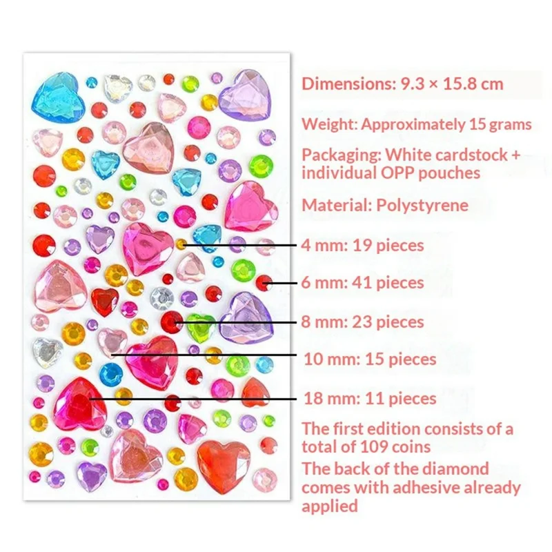 Crystal Rhinestone Stickers 3D Gem Decorative Phone Stickers DIY Craft for Scrapbooking - Large Heart
