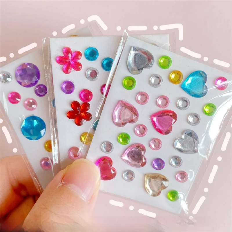Crystal Gem Stickers Multi-Shape Colorful Decal for Phone DIY Decoration Craft - Mini Heart Gem