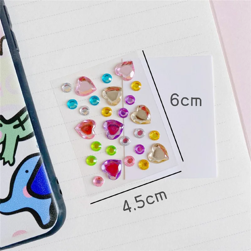 Crystal Gem Stickers Multi-Shape Colorful Decal for Phone DIY Decoration Craft - Mini Heart Gem