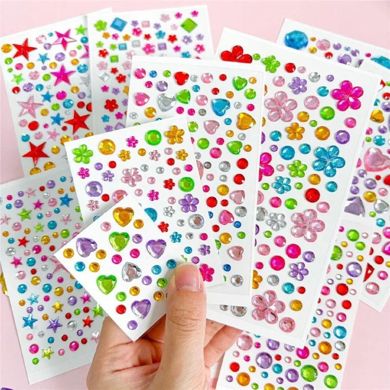 Colorful Crystal Stickers 3D Gem Phone Decoration Decals for DIY Craft Face Notebook Scrapbook Crafting - 88Pcs Heart-shaped Diamonds