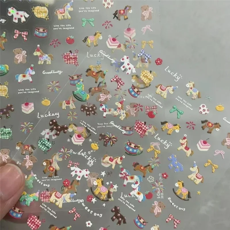 Calcomanías decorativas 3D con relieve creativas, adhesivos de dibujos animados bonitos para teléfono, cuaderno, portátil - Fuegos artificiales Pony