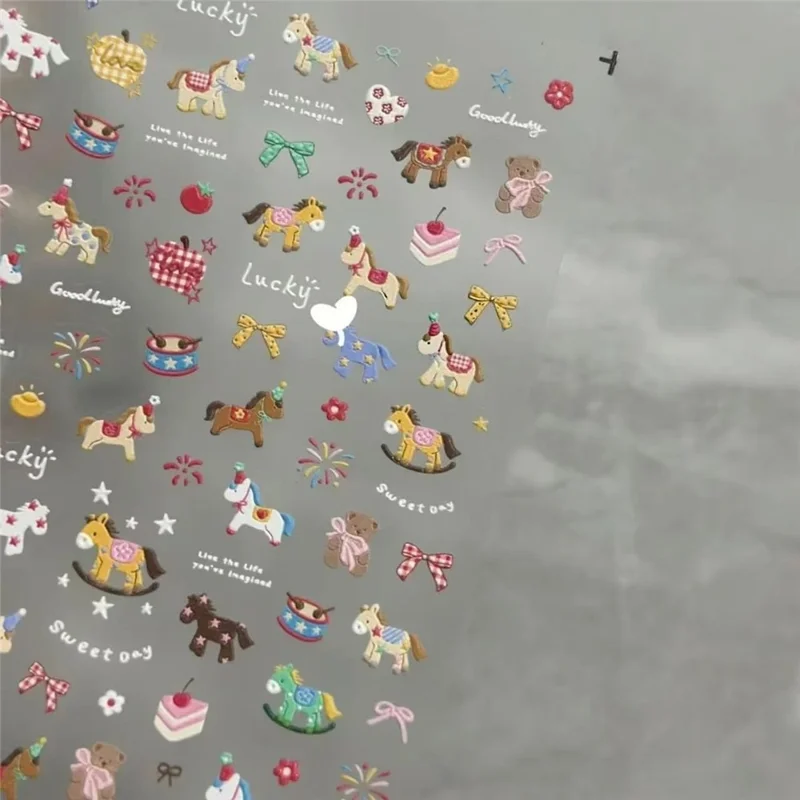 Calcomanías decorativas 3D con relieve creativas, adhesivos de dibujos animados bonitos para teléfono, cuaderno, portátil - Fuegos artificiales Pony