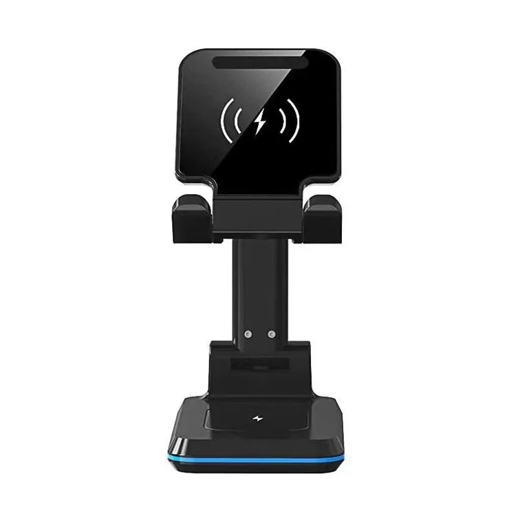 Carregador Sem Fio Dobrável de 10W com Suporte Ajustável em Altura e Ângulo para iPhone 12 11 Samsung S10 S9 S8
