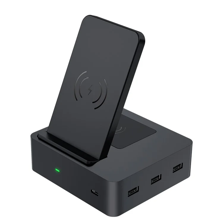 XDL-WA10 6 in 1 Wireless Ladegerät Dockstation [mit 3 Usb-anschlüssen + 1 Usb-c-anschluss] Für Iphone Samsung Huawei - EU -stecker