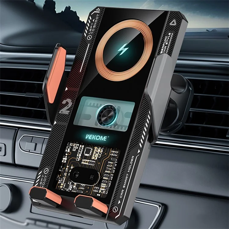 WEKOME WP-U208 Vanguard Series Mechanical Transparent Wireless Charging Car Holder - Nero