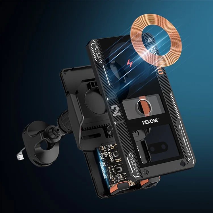 WEKOME WP-U208 Vanguard Series Mechanical Transparent Wireless Charging Car Holder - Nero