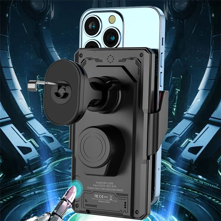 WEKOME WP-U208 Vanguard Series Mechanical Transparent Wireless Charging Car Holder - Nero