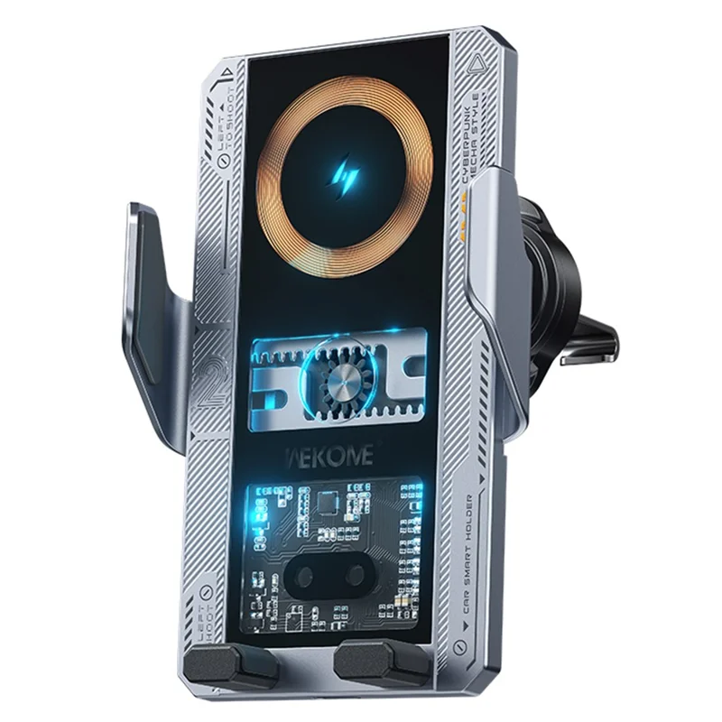WEKOME WP-U208 Vanguard Series Mechanical Transparent Wireless Charging Car Holder - Cinza