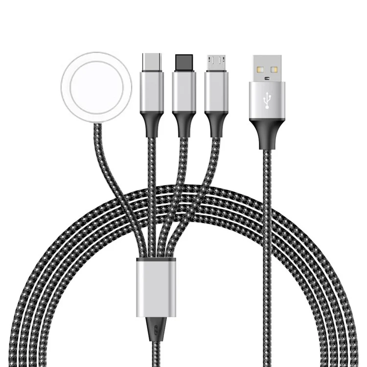 1.2m USB to Type-C / 8-pin / Micro / Watch Wireless Charging Dock Braided Charge Cord for Apple Watch / Cellphone