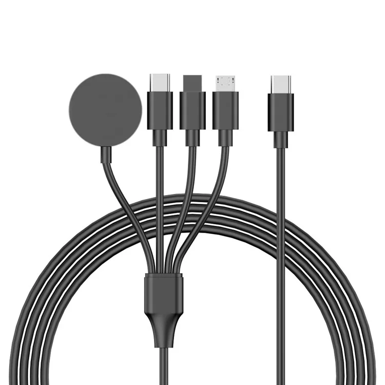 122cm for Apple Watch / Phone Type-C Plug 4-in-1 Charging Cable Watch Wireless Charging Dock, with Decoding Chip - Black