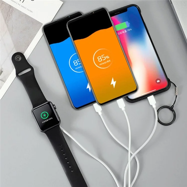 122cm for Apple Watch / Phone Type-C Plug 4-in-1 Charging Cable Watch Wireless Charging Dock, with Decoding Chip - Black