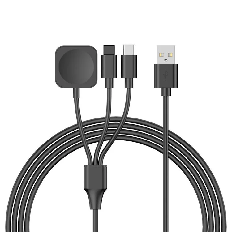 122cm Cavo di ricarica USB di tipo C / a 8 pin / per Apple Watch Square Wireless Charging Dock Splitter - Nero