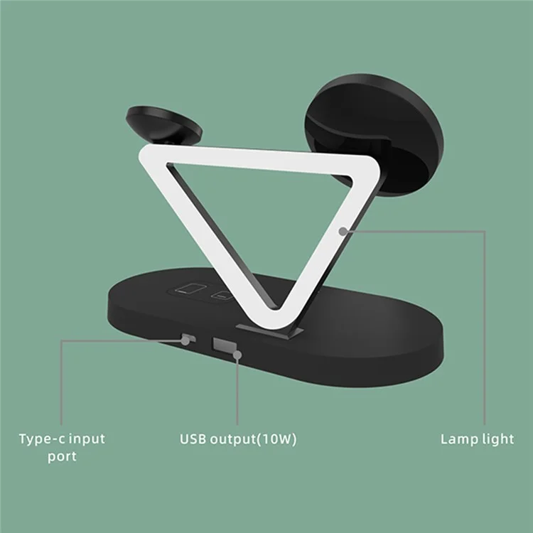 Bulk Purchasing For Apple Watch / AirPods / Cellphone Desktop Charging Stand Magnetic Wireless Charger with Night Light - Black