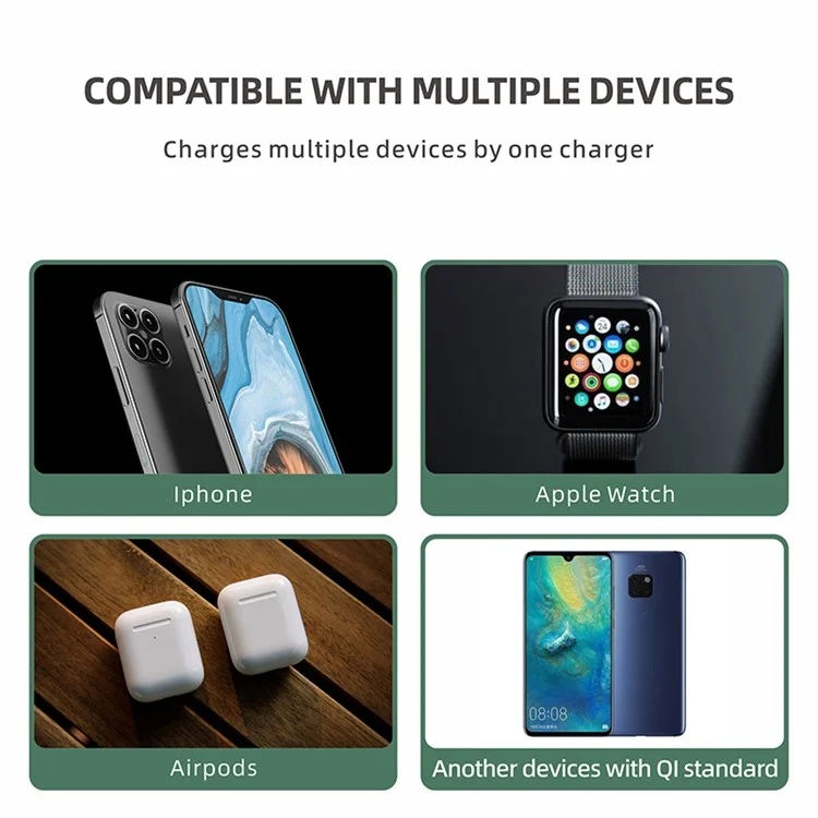 Bulk Purchasing For Apple Watch / AirPods / Cellphone Desktop Charging Stand Magnetic Wireless Charger with Night Light - Black