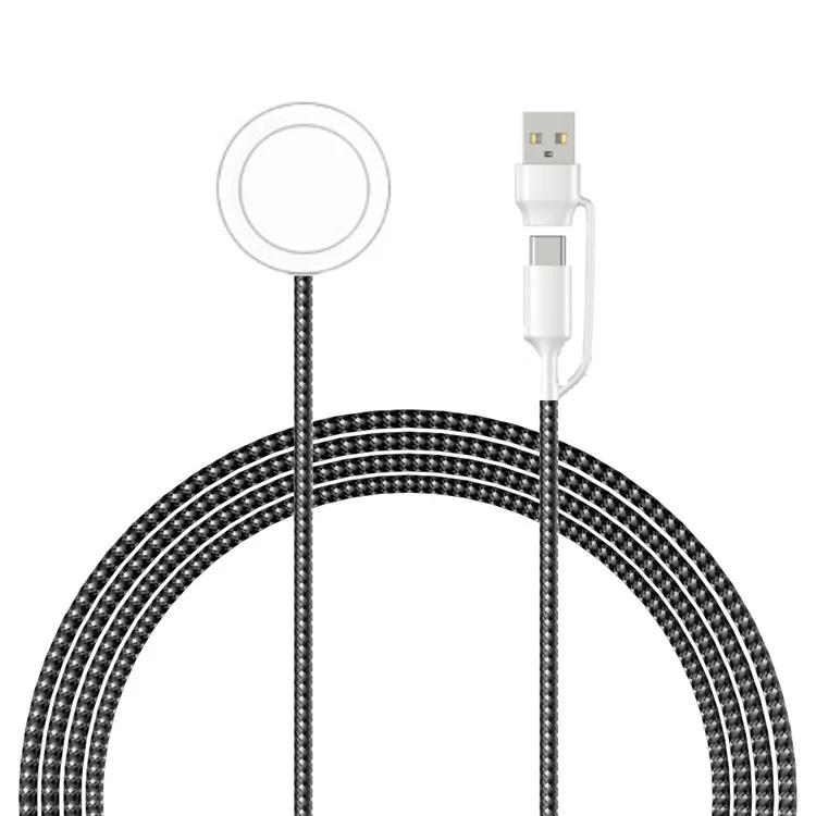 For Apple Watch USB / Type-C Plug Charger 1m Braided Cable Round Wireless Charging Dock