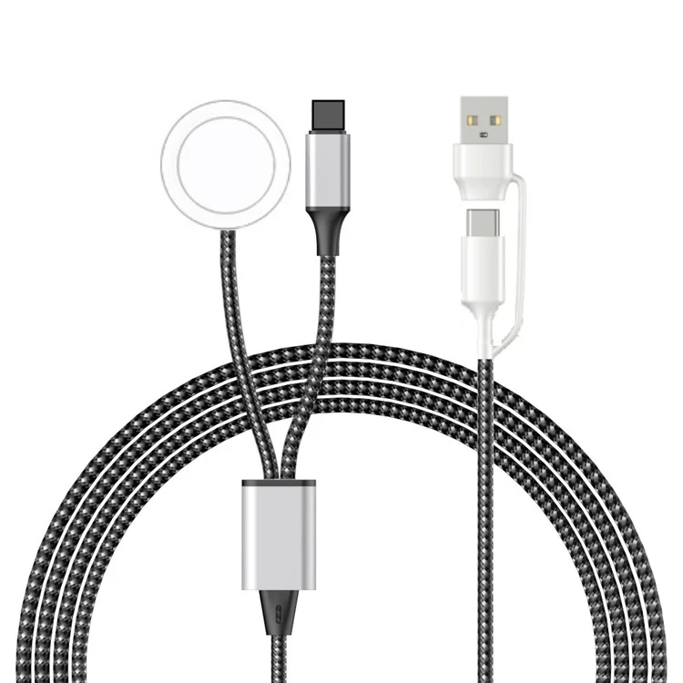 For Apple Watch Round Wireless Charging Dock Type-C+USB Plug Charging Cable for iPhone