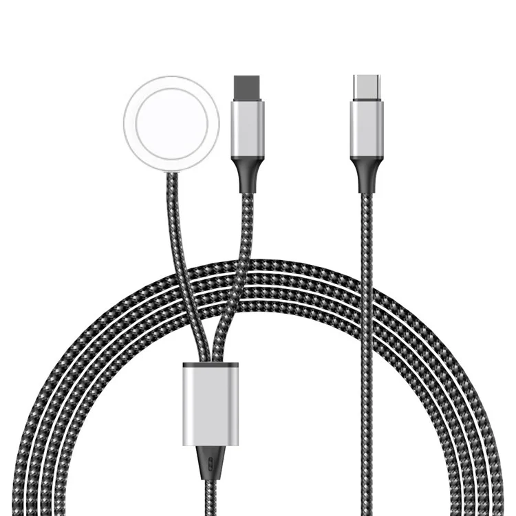 Câble de charge sans fil 2 en 1 de 100 cm de type C vers iP pour Apple Watch