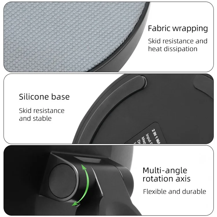 Bulk Purchasing Z6 For AirPods / Cellphone 2-in-1 Magnetic Wireless Charger Desktop Charging Stand - Black