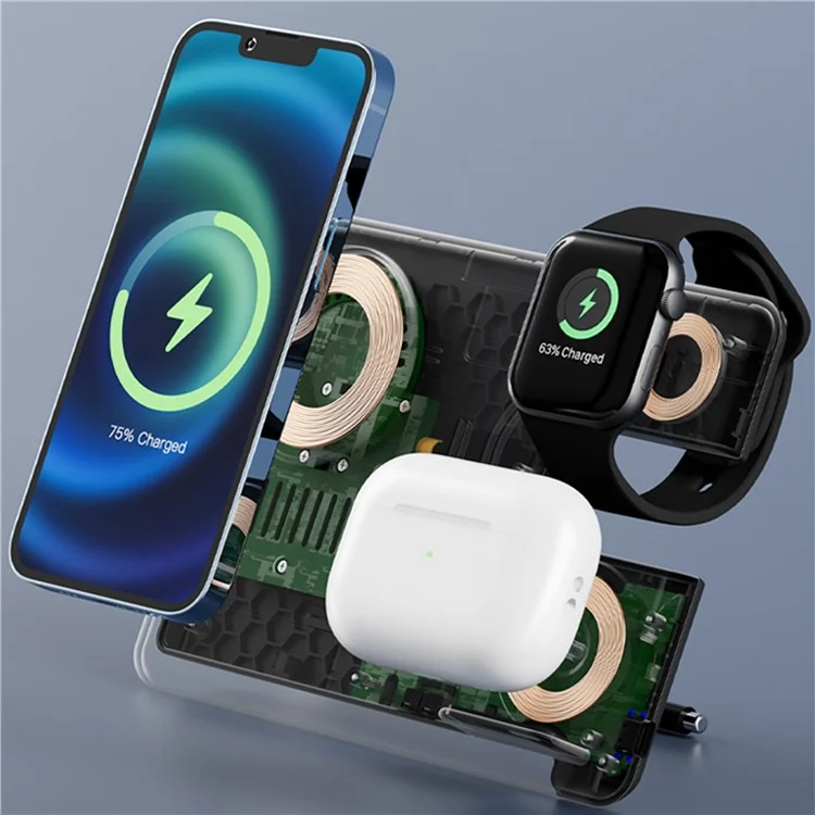 Bulk Purchasing Z3 For iPhone / Apple Watch / AirPods 3-in-1 Charging Stand Foldable 15W Magnetic Wireless Charger - White