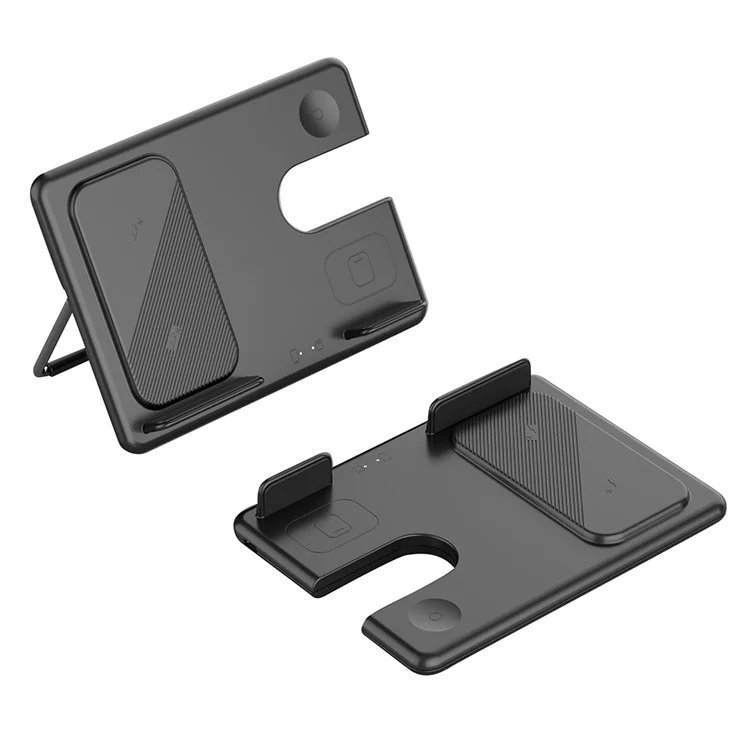 Bulk Buy Z4 For Apple Watch / AirPods / Cellphone 3-in-1 Faltbares Ladegerät 15W Magnetisches Kabelloses Ladegerät - Schwarz
