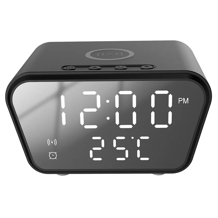 HT-301 Alarm Clock Wireless Charger 15W Fast Charging Station for Bedroom Bedside - Black