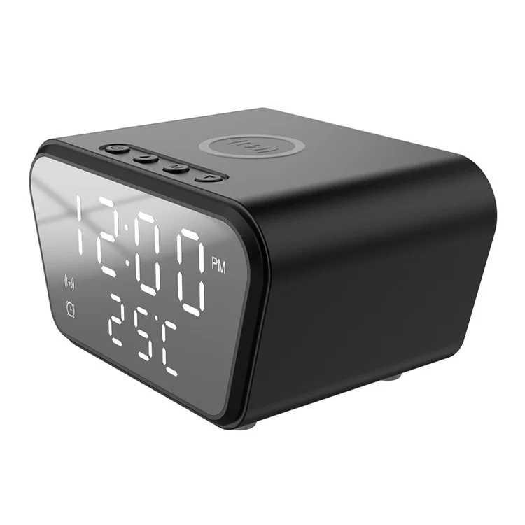 HT-301 Alarm Clock Wireless Charger 15W Fast Charging Station for Bedroom Bedside - Black