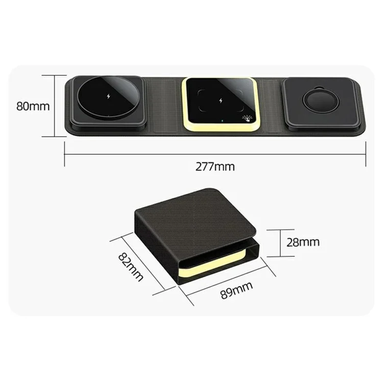 OJD-116B For Apple Watch / AirPods / Mobile Phone 3-in-1 Charging Stand Night Light Foldable 15W Magnetic Wireless Charger