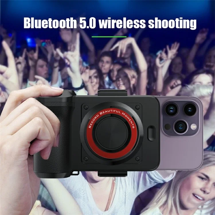 YR-1 5000mAh Power Bank 15W Phone Wireless Charger Bluetooth-compatible Shutter Shooting Handle - Black