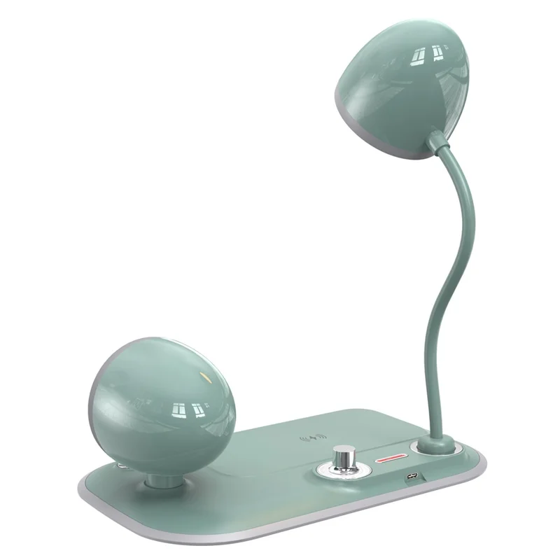 HT-310 3-in-1 15W Wireless Charger 3 Light Modes LED Desk Lamp with Bluetooth-compatible Speaker - Blackish Green