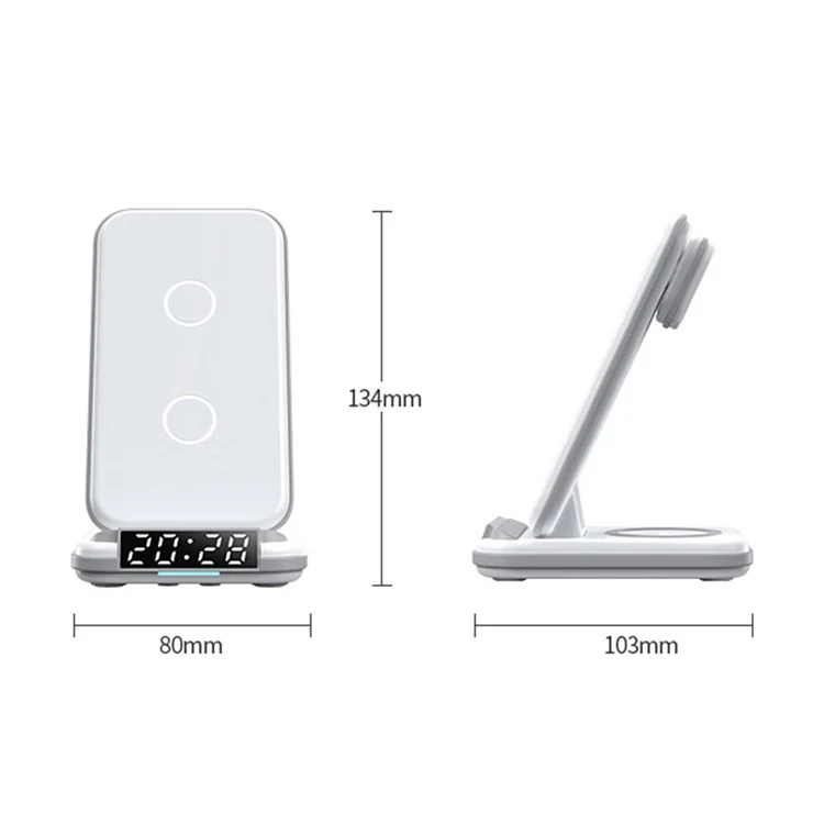 LFX-180 For Phone / Smart Watch / Earbuds Wireless Charger Desktop Charging Station with Alarm Clock