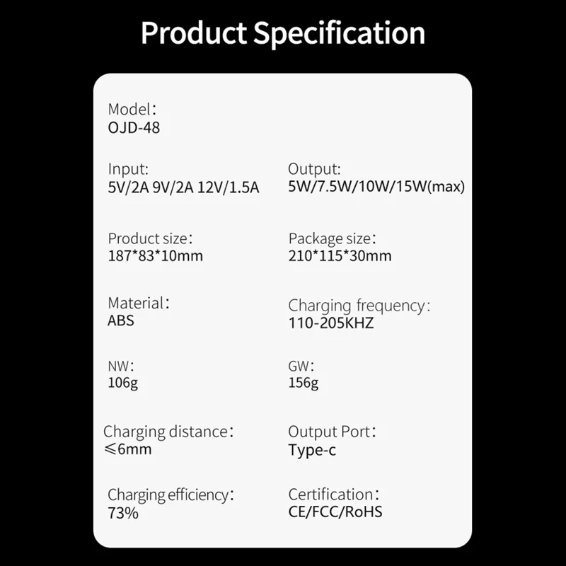 15W Max Charging Pad for Phone / Earbuds / Smart Watch 3-in-1 Desktop Wireless Charger - Black