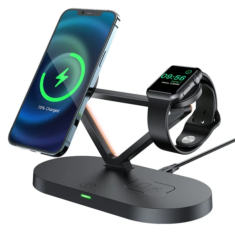 Acefast E9 Desktop Stand 3-em 1 Charamento Sem Fio Para Iphone Apple Watch AirPods