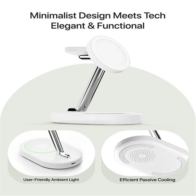 Y302  Watch / Earphone / Phone 3-in-1 Wireless Charging Stand Qi2 15W Magnetic Wireless Charger (MOQ: 1000) - Black