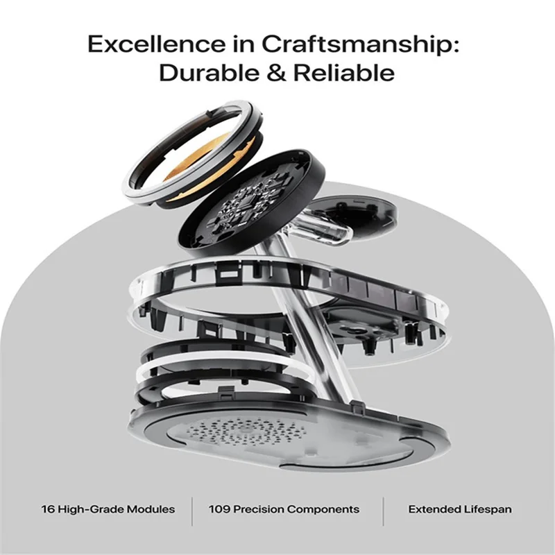 Y302  Watch / Earphone / Phone 3-in-1 Wireless Charging Stand Qi2 15W Magnetic Wireless Charger (MOQ: 1000) - Black