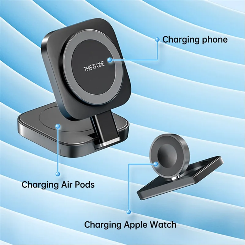 N3 3-in-1 Faltbarer Desktop-Ladestativ für Uhr, Kopfhörer und Handy mit magnetischem Wireless-Ladegerät
