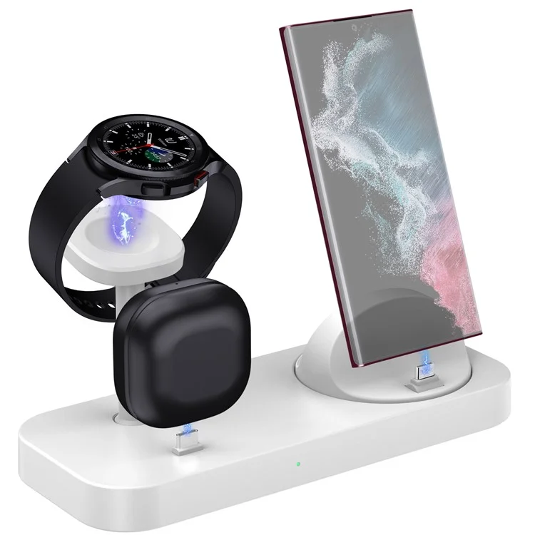 B25 Chargeur sans fil pour montre Samsung Chargeur de téléphone Écouteur Charge directe Support - Blanc