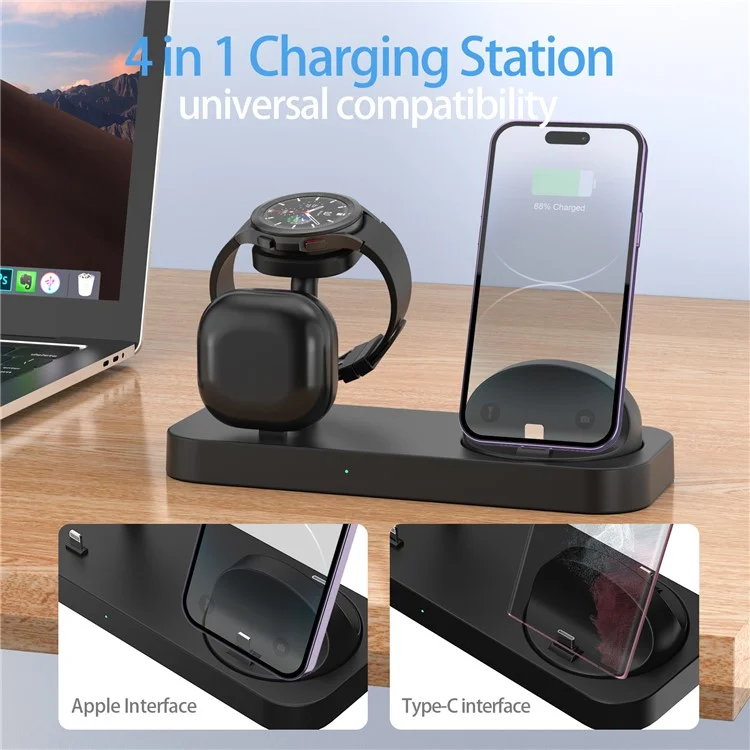 B25 Chargeur sans fil pour montre Samsung Chargeur de téléphone Écouteur Charge directe Support - Blanc