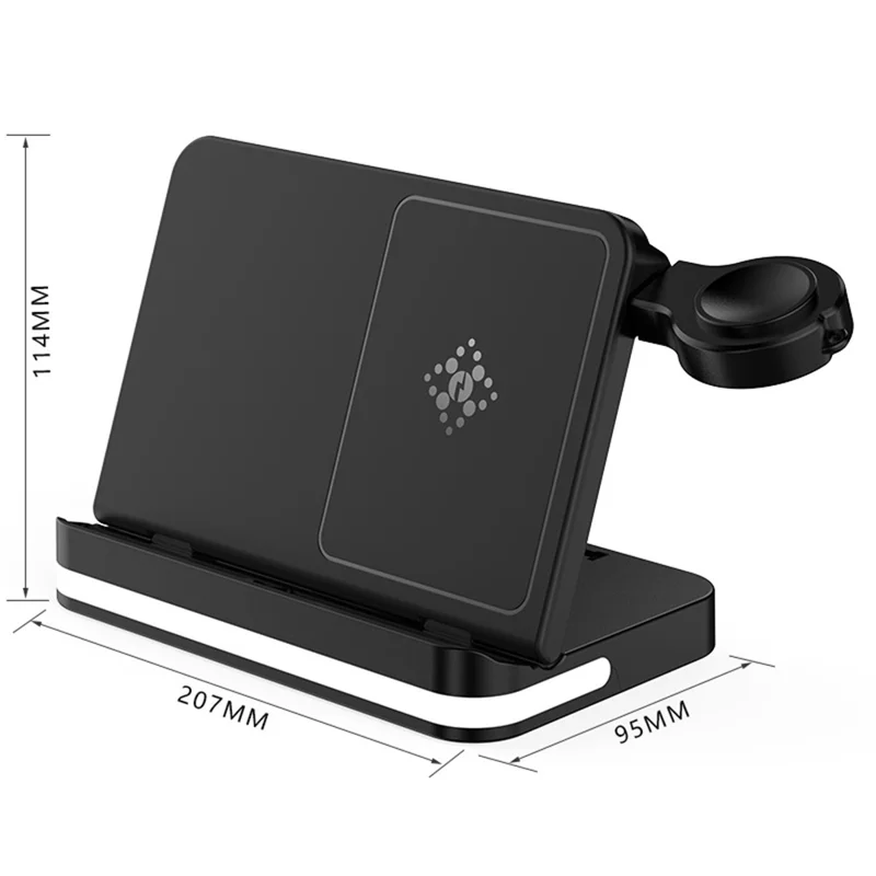 B26 For Apple Watch Wireless Charger Foldable Phone Earphone Watch 3-in-1 Wireless Charging Stand - White