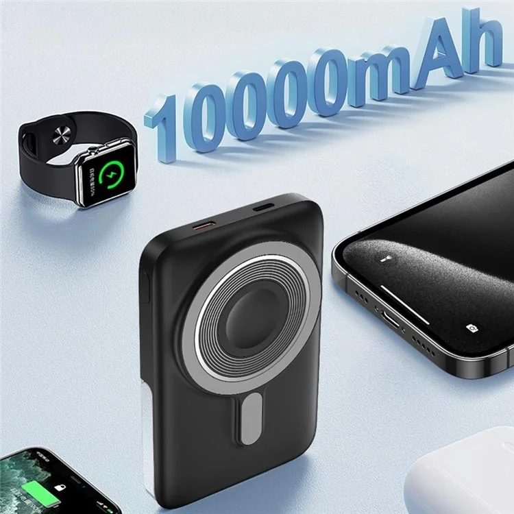 WIWU Elite Series Wi-P018 10000mAh Power Bank 3-in-1 Magnetic Wireless Charger with Kickstand - White
