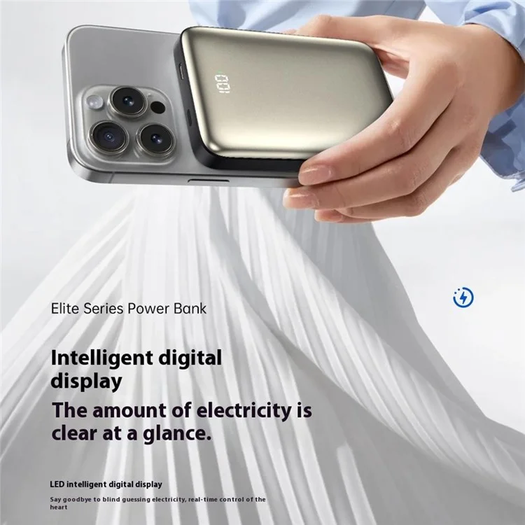 WIWU Elite Series Wi-P018 10000mAh Power Bank 3-in-1 Magnetic Wireless Charger with Kickstand - White