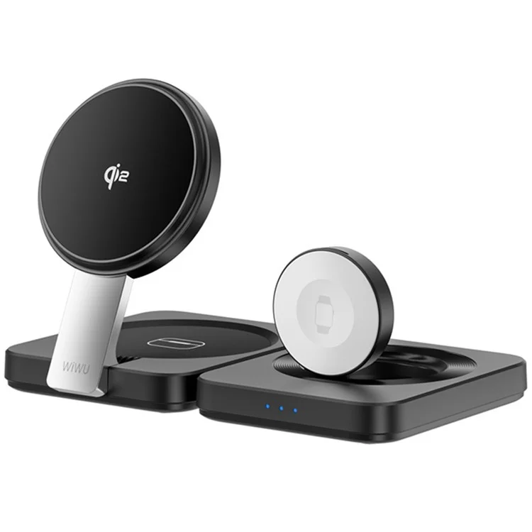 WIWU Wi-W028 QI2 3-in-1 Magnetic Phone Watch Earphone Foldable Wireless Charger
