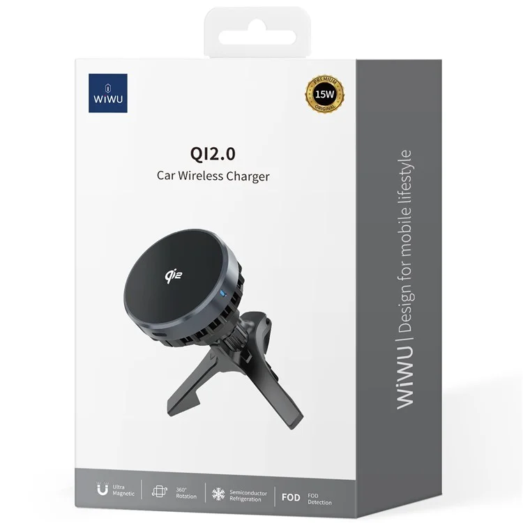 WIWU CH-319_QI2.0 Support de téléphone de voiture avec chargeur sans fil magnétique