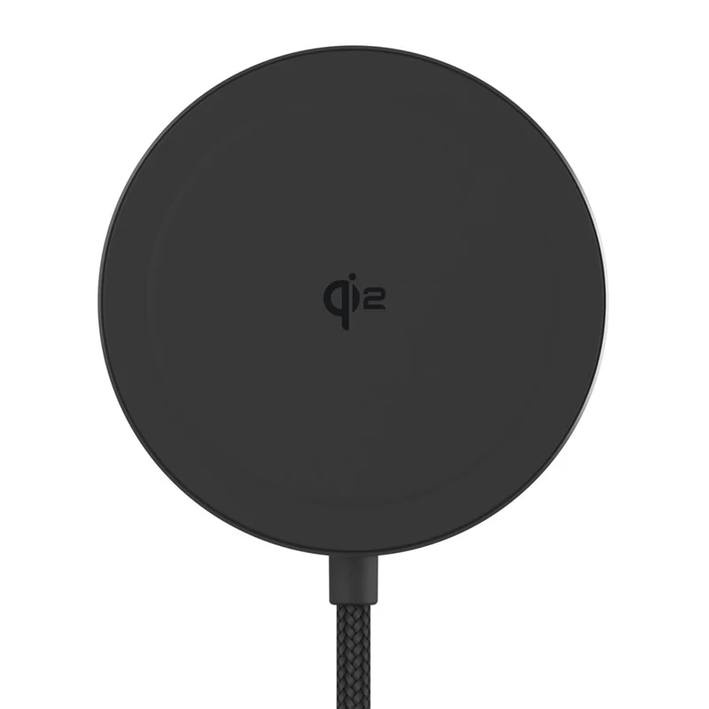 YF-M5C Для iPhone 12-16 серии Qi2 зарядное устройство из алюминиевого сплава, 15 Вт магнитное беспроводное зарядное устройство - Черный