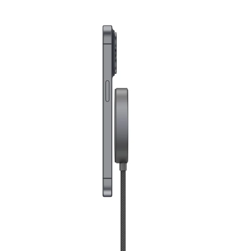 YF-M5C Для iPhone 12-16 серии Qi2 зарядное устройство из алюминиевого сплава, 15 Вт магнитное беспроводное зарядное устройство - Черный