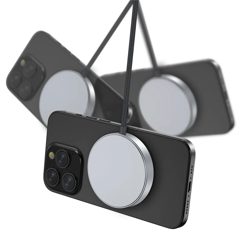 YF-M5C Для iPhone 12-16 серии Qi2 зарядное устройство из алюминиевого сплава, 15 Вт магнитное беспроводное зарядное устройство - Черный