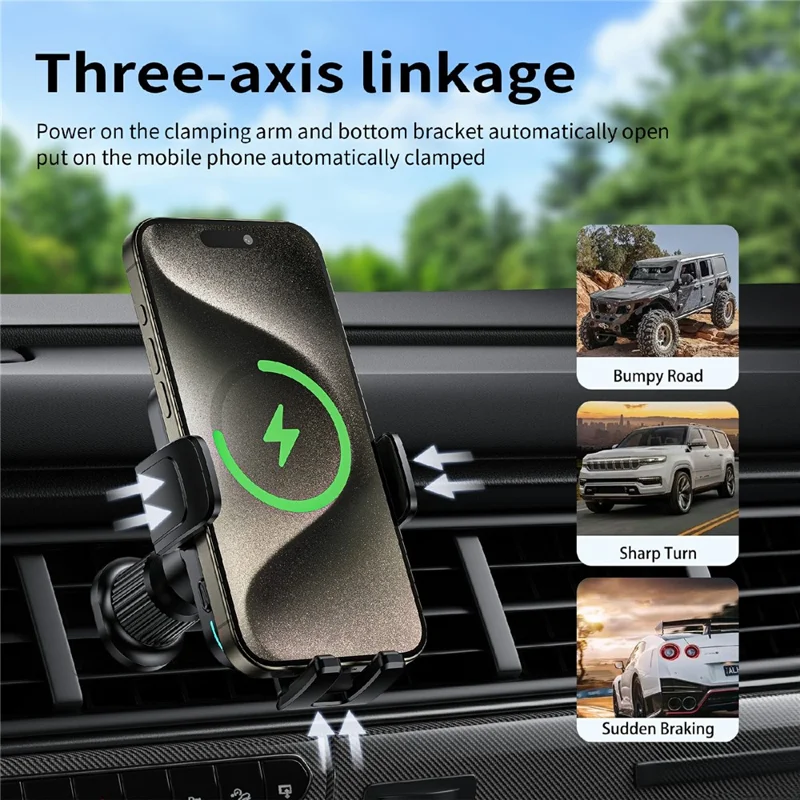 WIWU CH-321 Car Air Vent Phone Bracket 15W Wireless Charger Auto Clamping Phone Holder