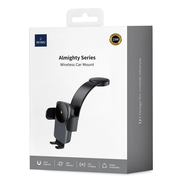 WIWU CH-322 Car Bracket 15W Wireless Charger Auto Clamping Phone Holder