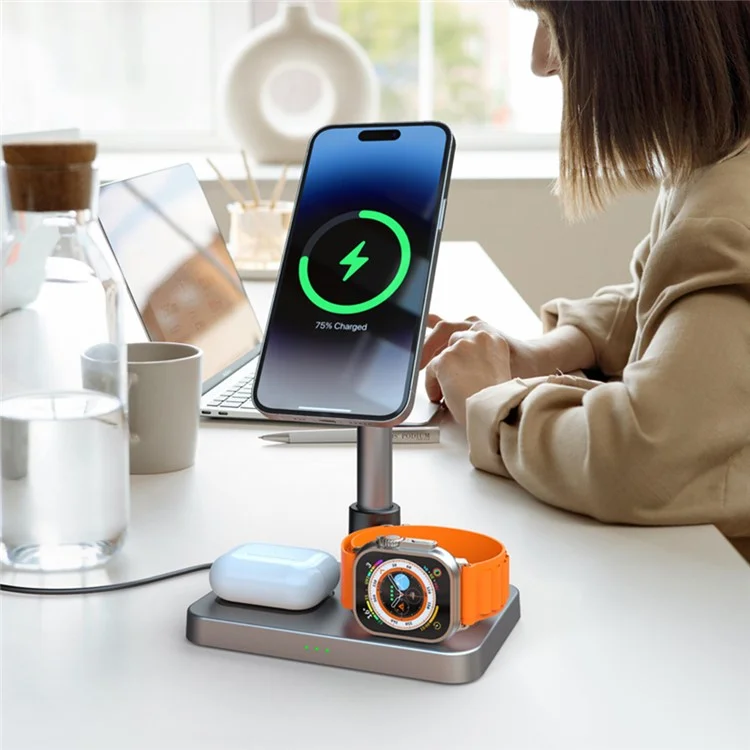 S6 Phone Watch Earphone 3-in-1 Charging Stand Foldable Desktop Magnetic Wireless Charger