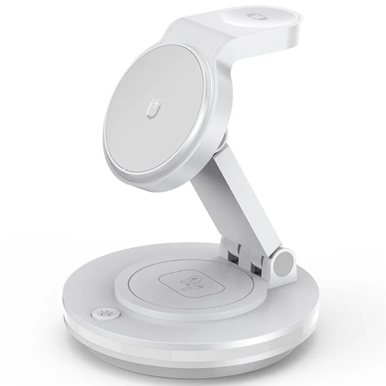 X548 3-in-1 Rotating Desktop Charging Station Magnetic Wireless Charger for iPhone Apple Watch AirPods - White