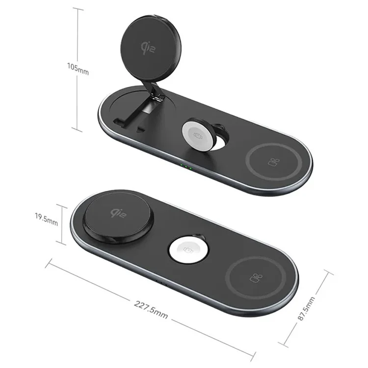 CX05 QI2 Phone Watch Aurphone 3-in-1 Carga de Carga Plegable Cargador Inalámbrico Magnético Plegable